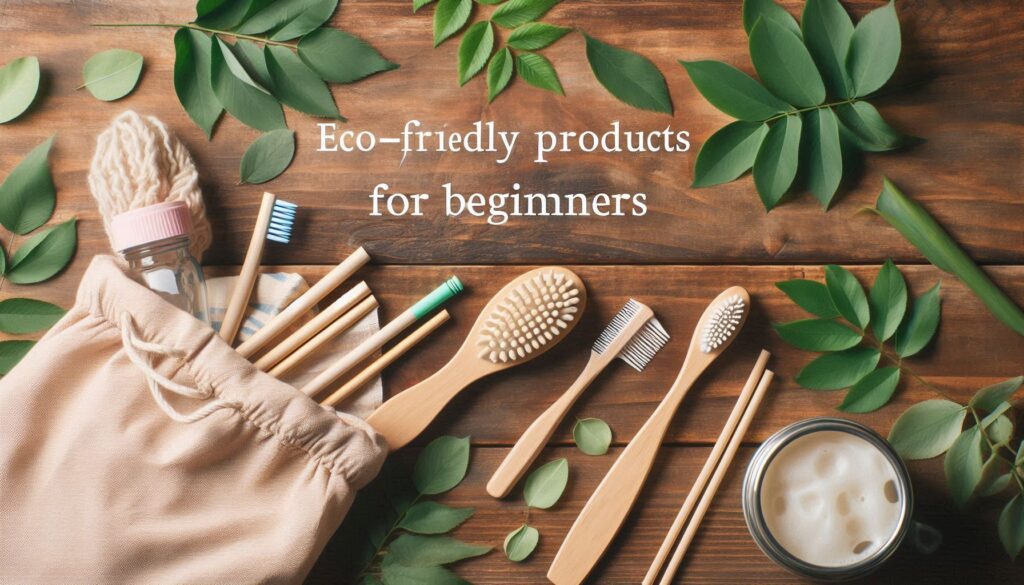 Eco-friendly products for beginners flat-lay