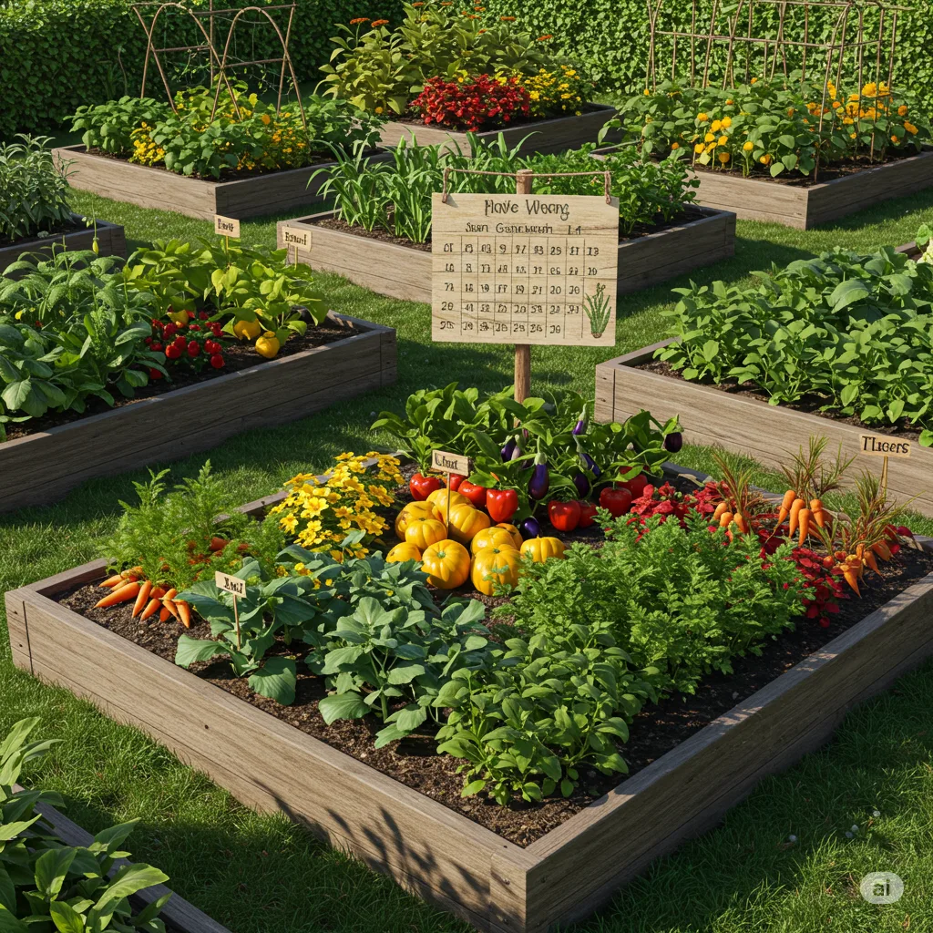 Seasonal planting calendar showing vegetables to grow by hardiness zone