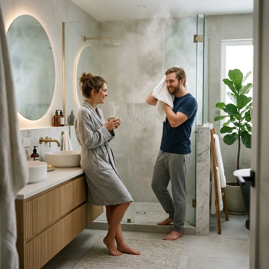 Family enjoying comfort and hot water from an efficient heat pump system