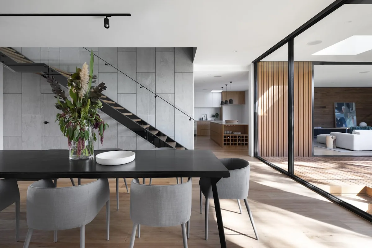 Interior of a modern home designed for natural airflow and passive cooling